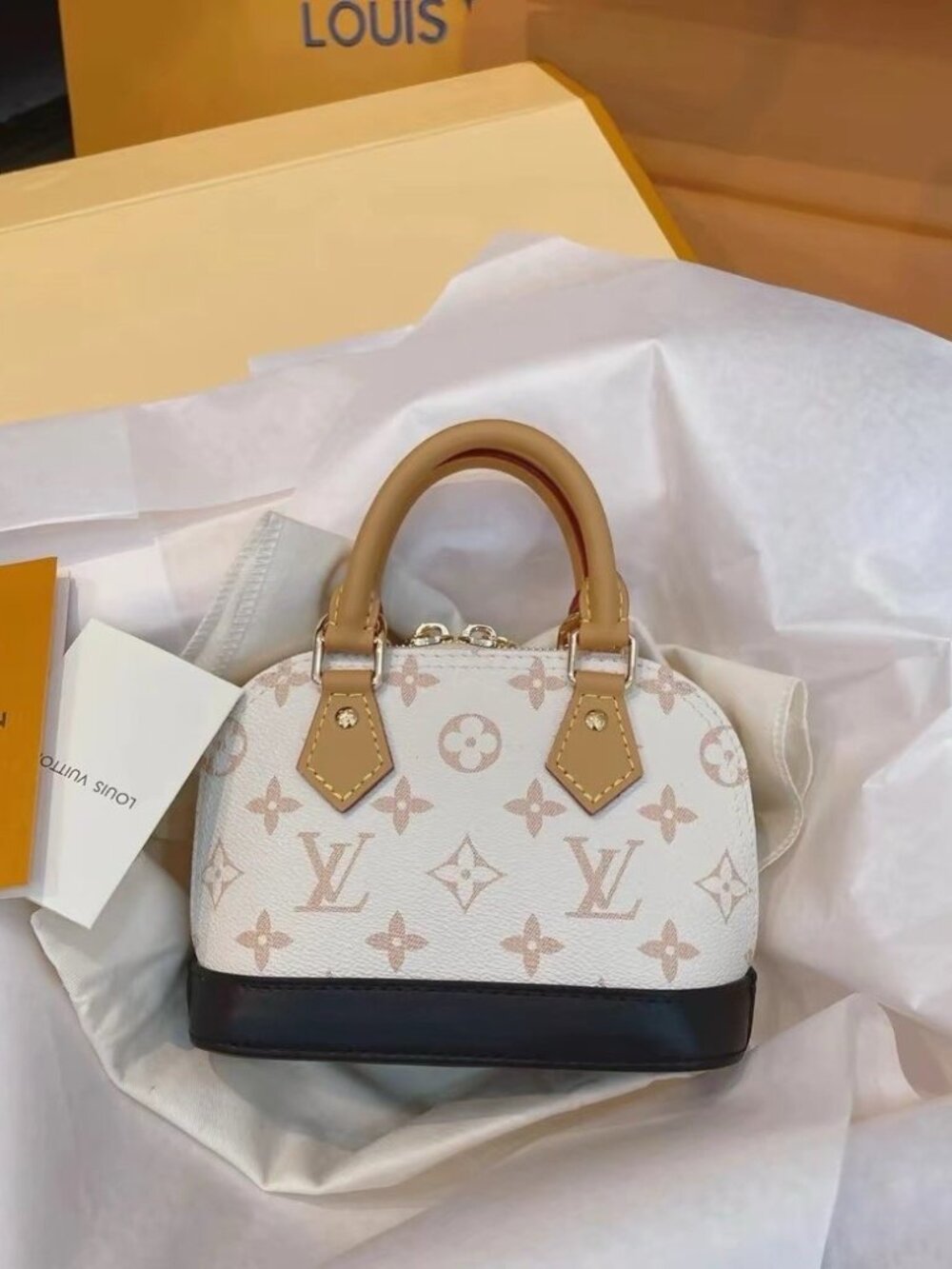 💎✨Louis Vuitton White and Tan Mini Alma BB with Brown Basc
